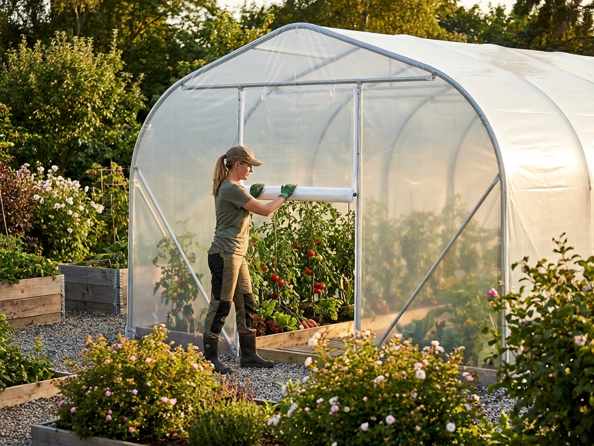 Transparent endwall for polytunnel greenhouse, 5.4x6m size - view 3