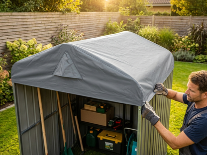 Grey roof cover for 2x2m storage tent made of polyethylene