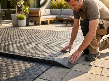 Anthracite flooring edge piece made from recycled PE