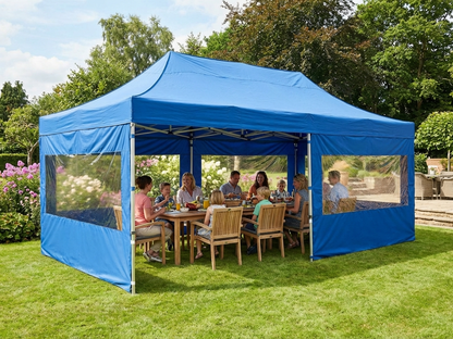Blue pop-up gazebo with aluminium frame for outdoor events