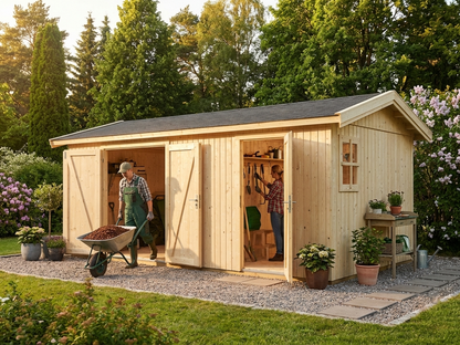 Wooden shed made from Nordic Spruce, natural colour - view 3
