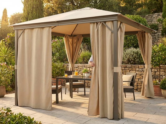Gazebo curtain in sand colour for outdoor use