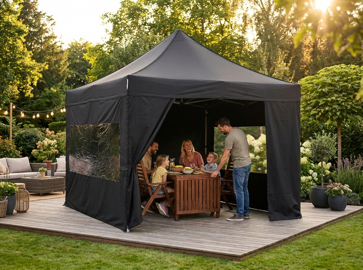 Pop up gazebo 3x4.5m with black steel frame for outdoor events - product detail