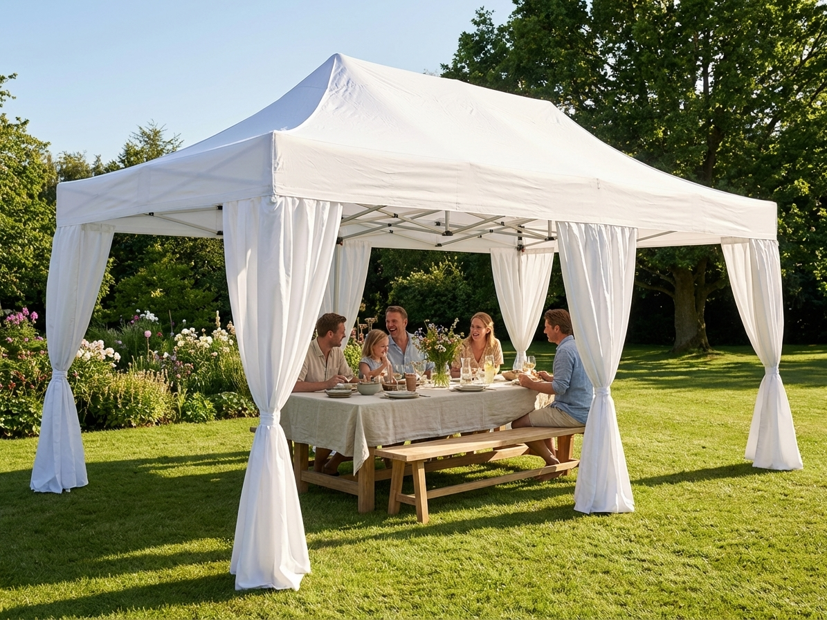 Pop up gazebo 4x6m white steel frame outdoor events