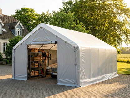 Storage Shelter 8x9x3x5 m in White/Grey, PVC and steel construction - view 3