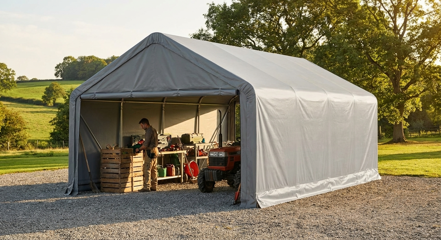 Durable PVC roof cover for storage shelter in grey - view 3