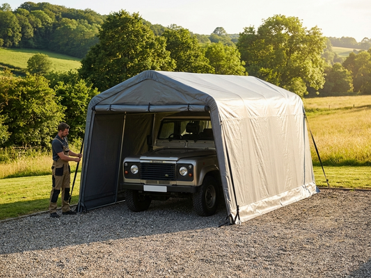 Portable Garage Roof Cover 3.3x3.6m Grey PE Tarpaulin - product detail