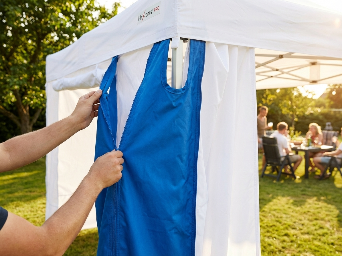 Blue gazebo infill joint panels for outdoor events