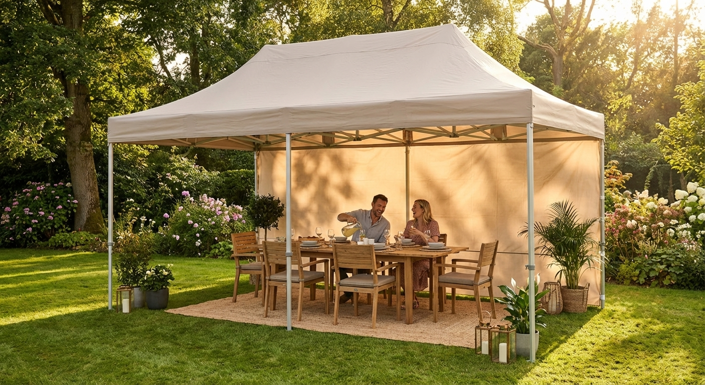 Pop-Up Gazebo in Latte with Aluminium Frame for Outdoor Use