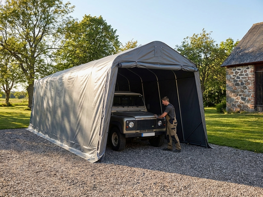 Portable garage with durable PVC and steel frame, grey colour - product detail