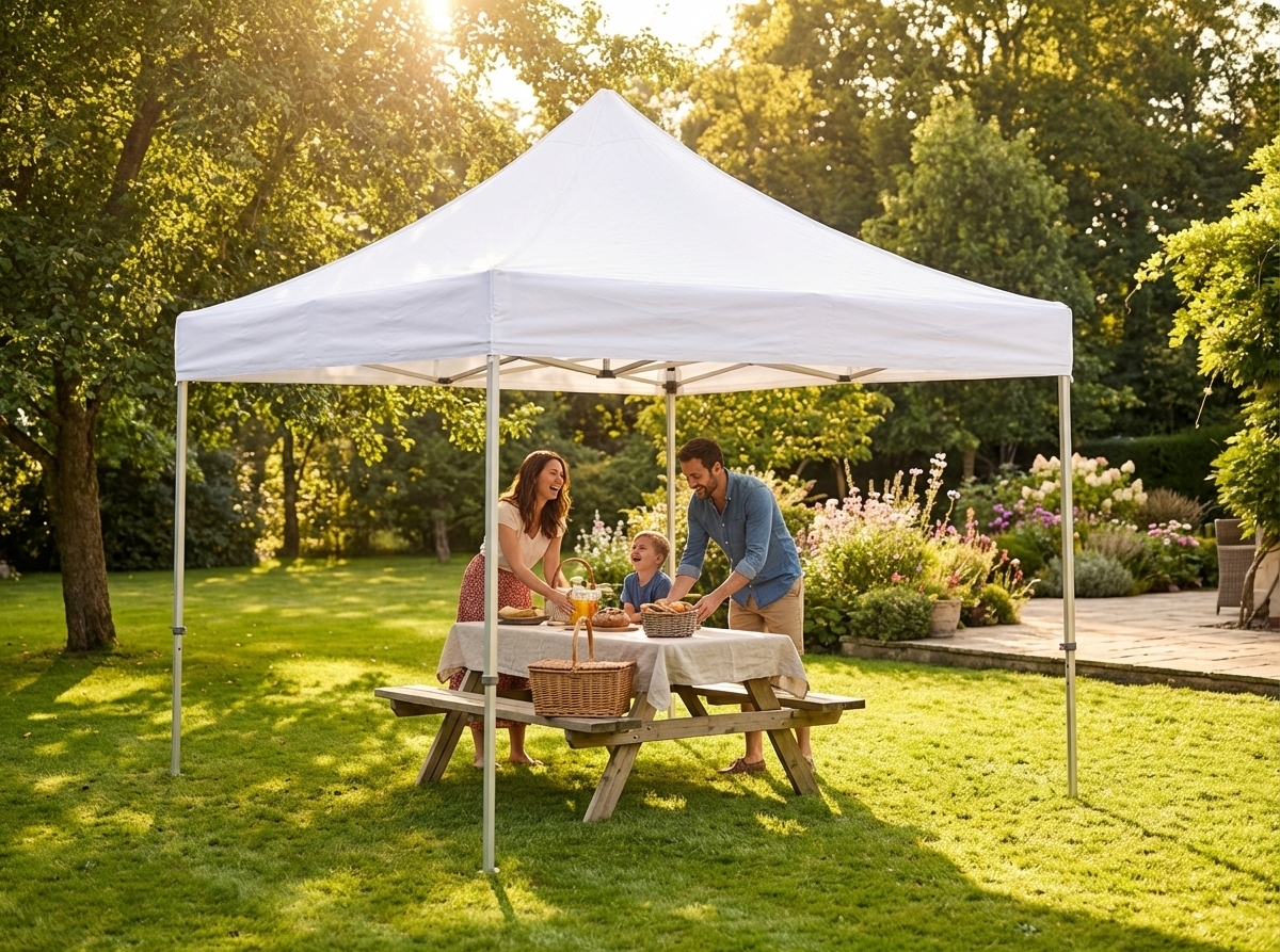 White pop-up gazebo 3x3 m, flame retardant steel frame for outdoor use - view 3