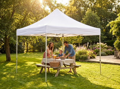 White pop-up gazebo 3x3 m, flame retardant steel frame for outdoor use - view 3