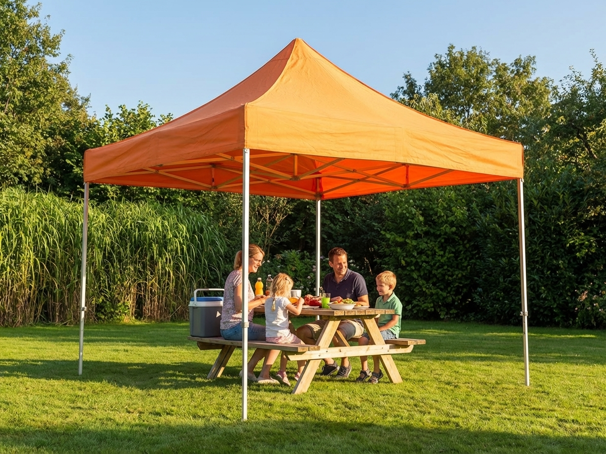 Orange pop-up gazebo with aluminium frame for outdoor events - product detail