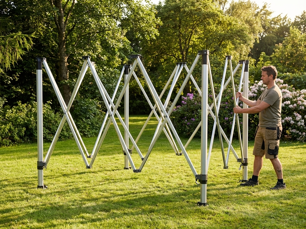 Aluminium gazebo frame 4x4 m in silver, adjustable for outdoor events