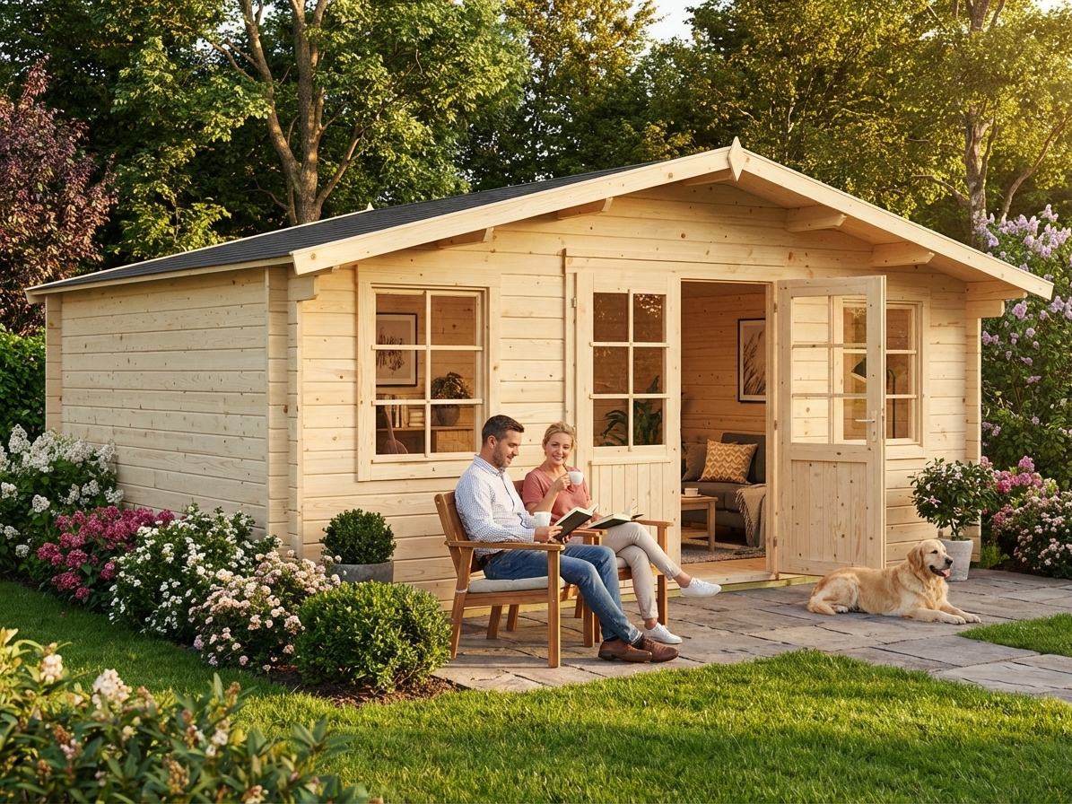 Natural Wooden Cabin for garden retreat made from Nordic Spruce - view 3