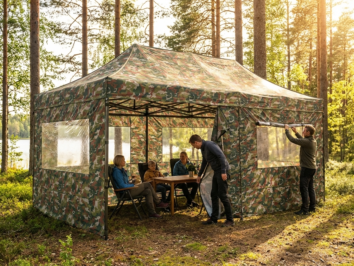 Camouflage gazebo sidewall kit for FleXtents 4x6m - view 3