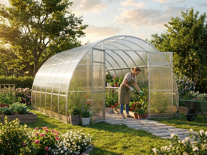 Silver polycarbonate greenhouse with galvanised steel frame - view 3