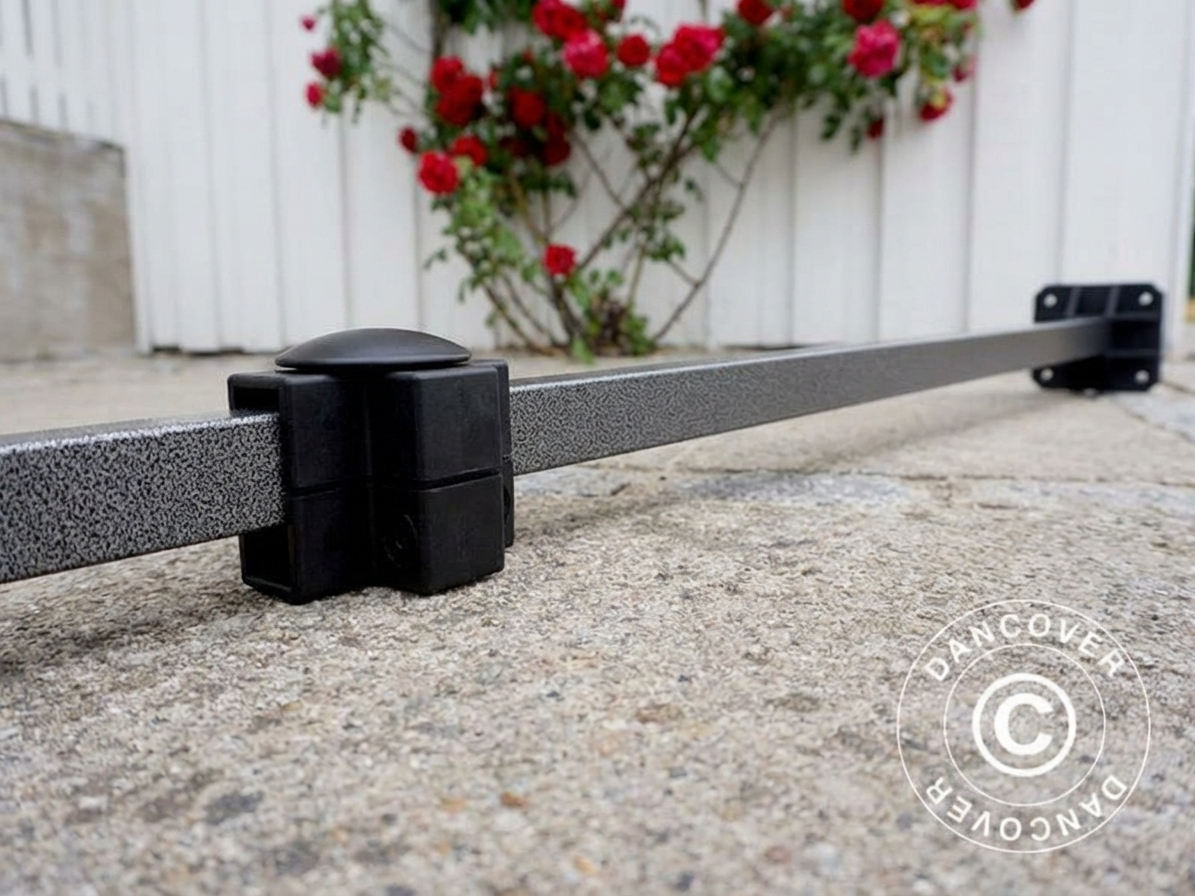 Complete roof pole in black made from hammered steel