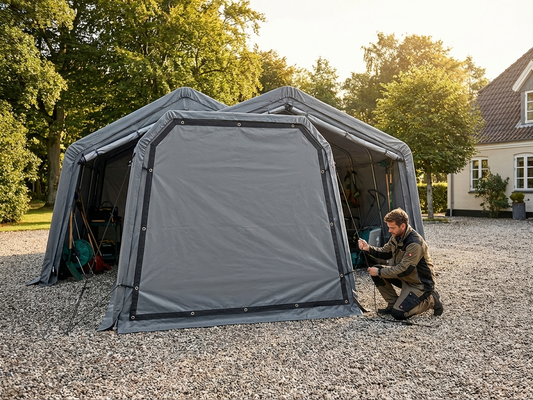 Portable Garage Endwall/Door in Grey
