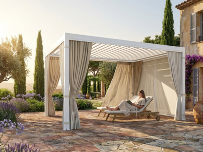 Beige mosquito net sidewalls for 3x4m pergola - view 3