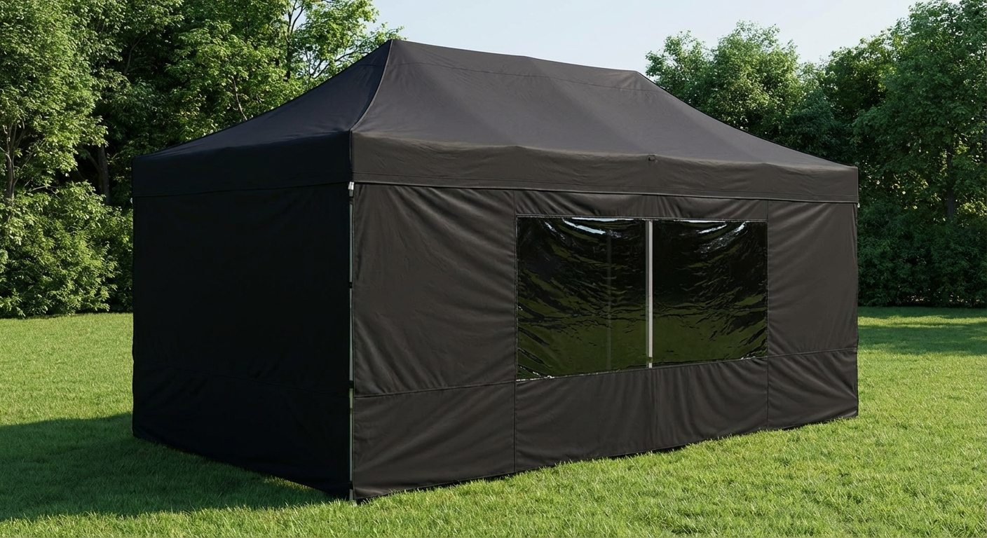 Black pop-up gazebo with aluminium frame for outdoor events - product detail