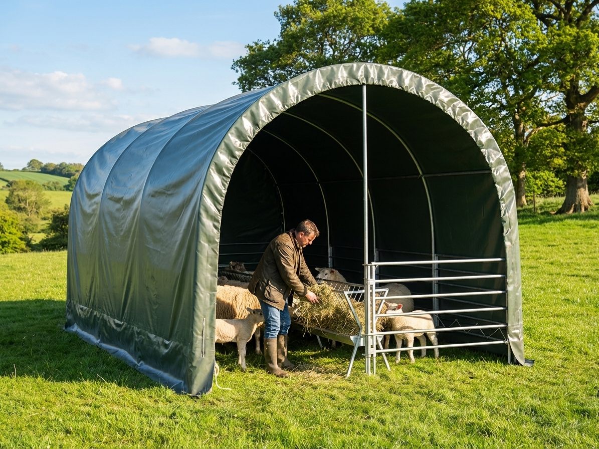Green PVC Livestock Shelter 3x6x2.8 m for Outdoor Use
