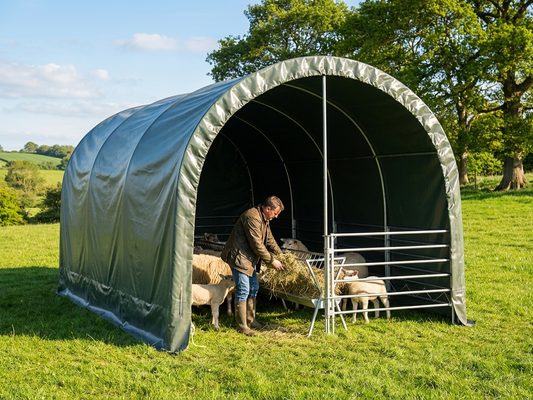 Green PVC Livestock Shelter 3x6x2.8 m for Outdoor Use