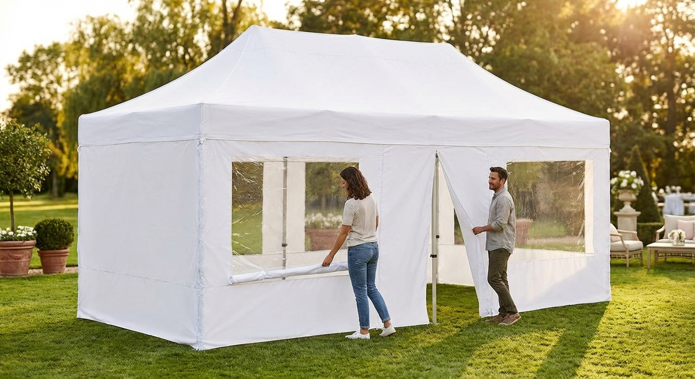 White gazebo sidewall kit for outdoor events
