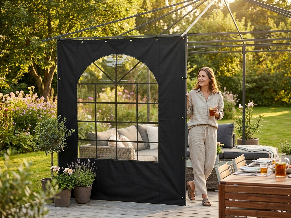 Sidewall with door, 2.33m, black, PVC/polyester - view 3