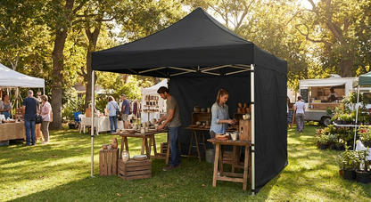 Pop Up Gazebo 3.5x3.5m Black with Aluminium Frame - product detail