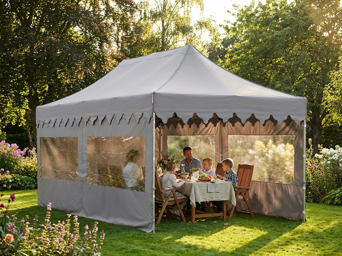 Pop up gazebo in latte colour with aluminium frame for outdoor events - product detail