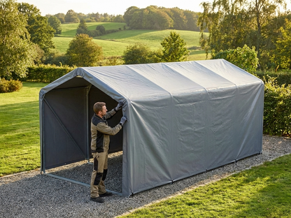 Grey PVC roof cover for 4x6m storage shelter