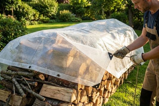 Clear tarpaulin 8x12 meters, net reinforced PE, outdoor cover