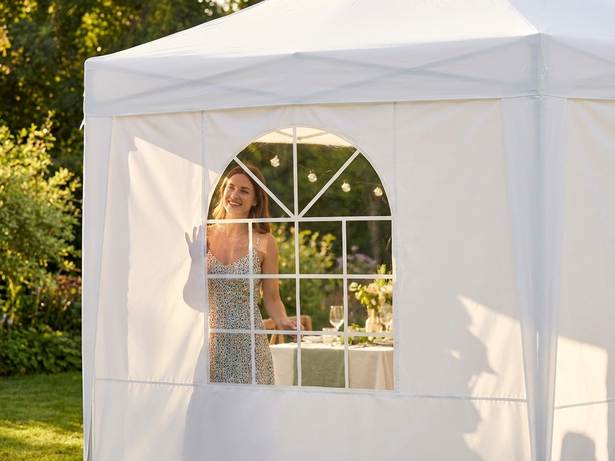 White PVC sidewall with window for PartyZone Pagoda - product detail
