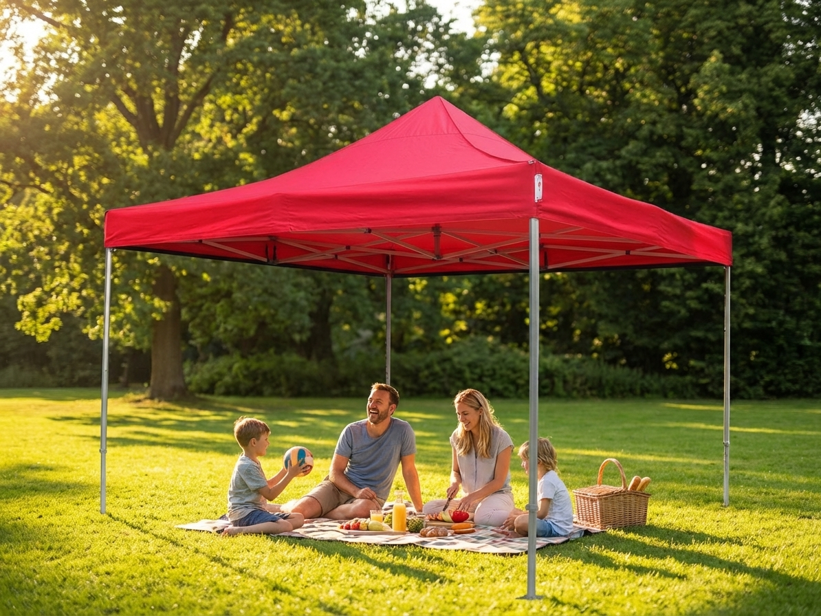 Red pop-up gazebo with aluminium frame, 4x4m size