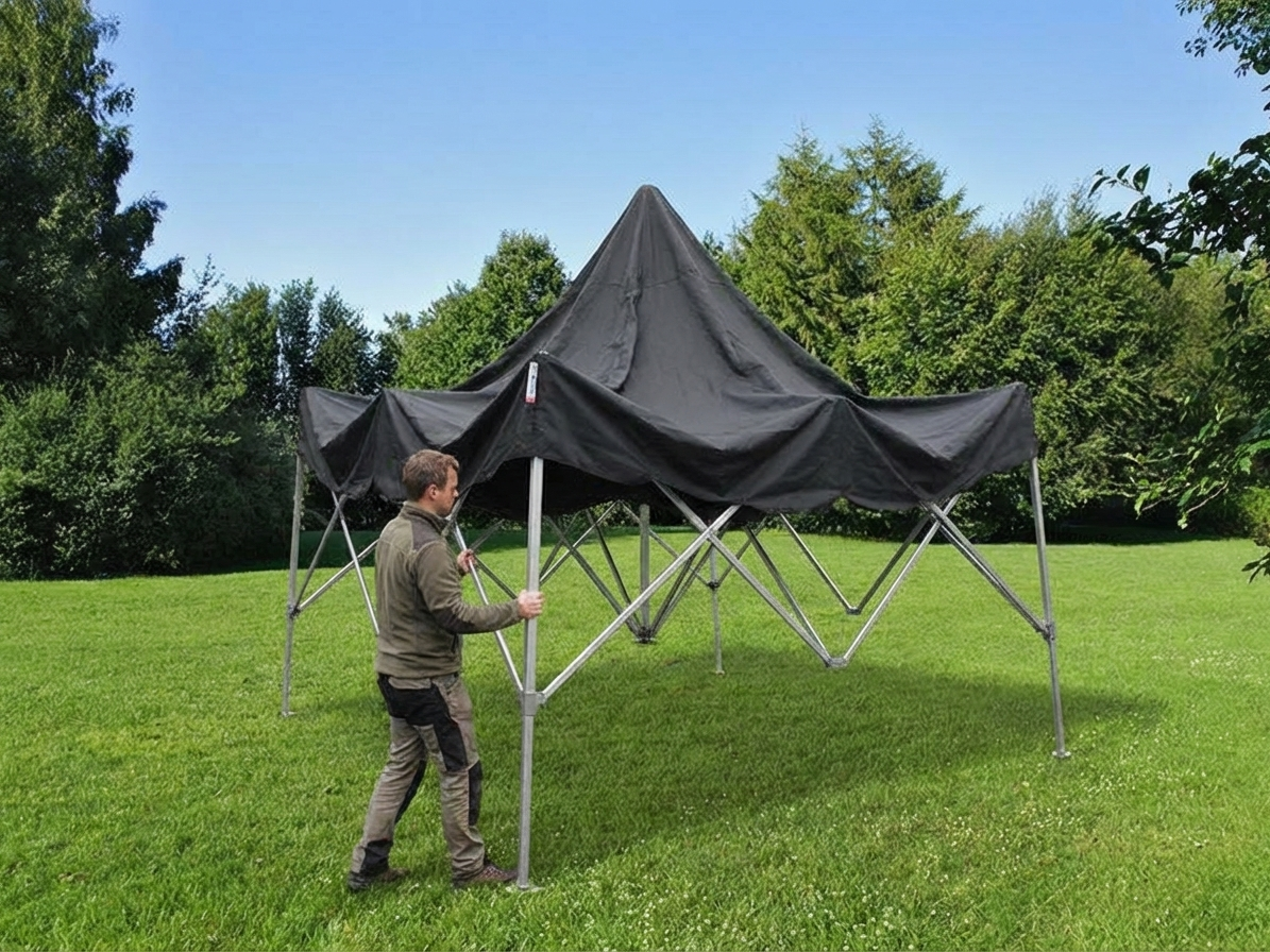 Black pop-up gazebo 3x3m with aluminium frame for outdoor events - product detail