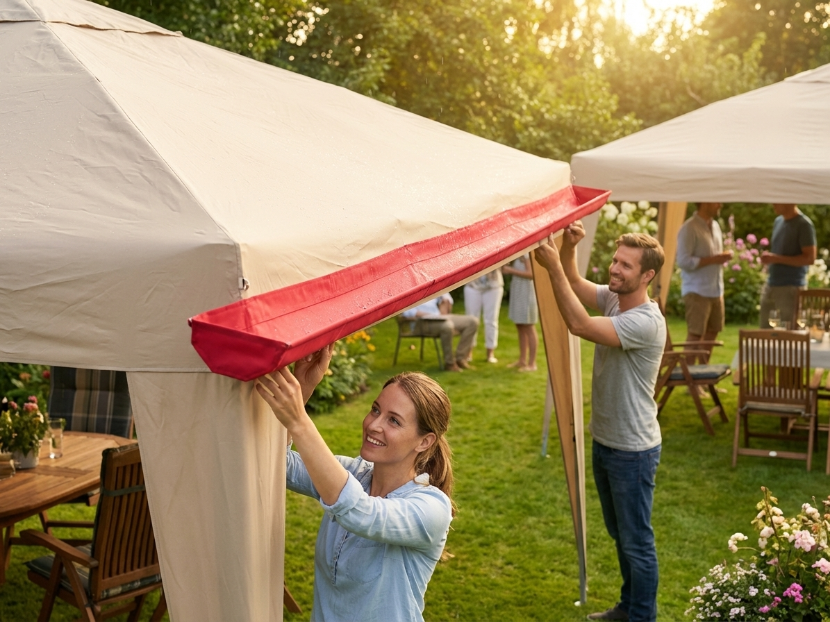 Red Raingutter for Outdoor Events, 6 metres