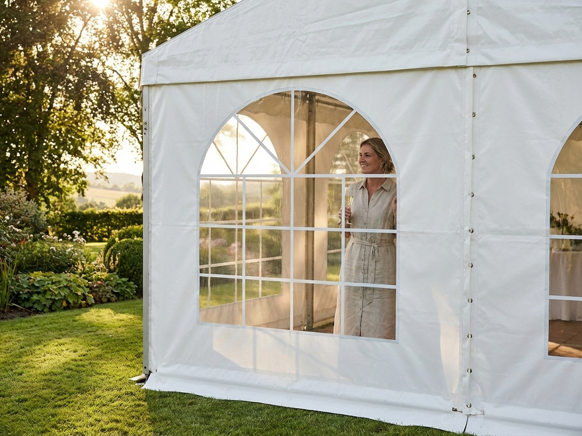 PVC sidewall with window for marquee in white - product detail