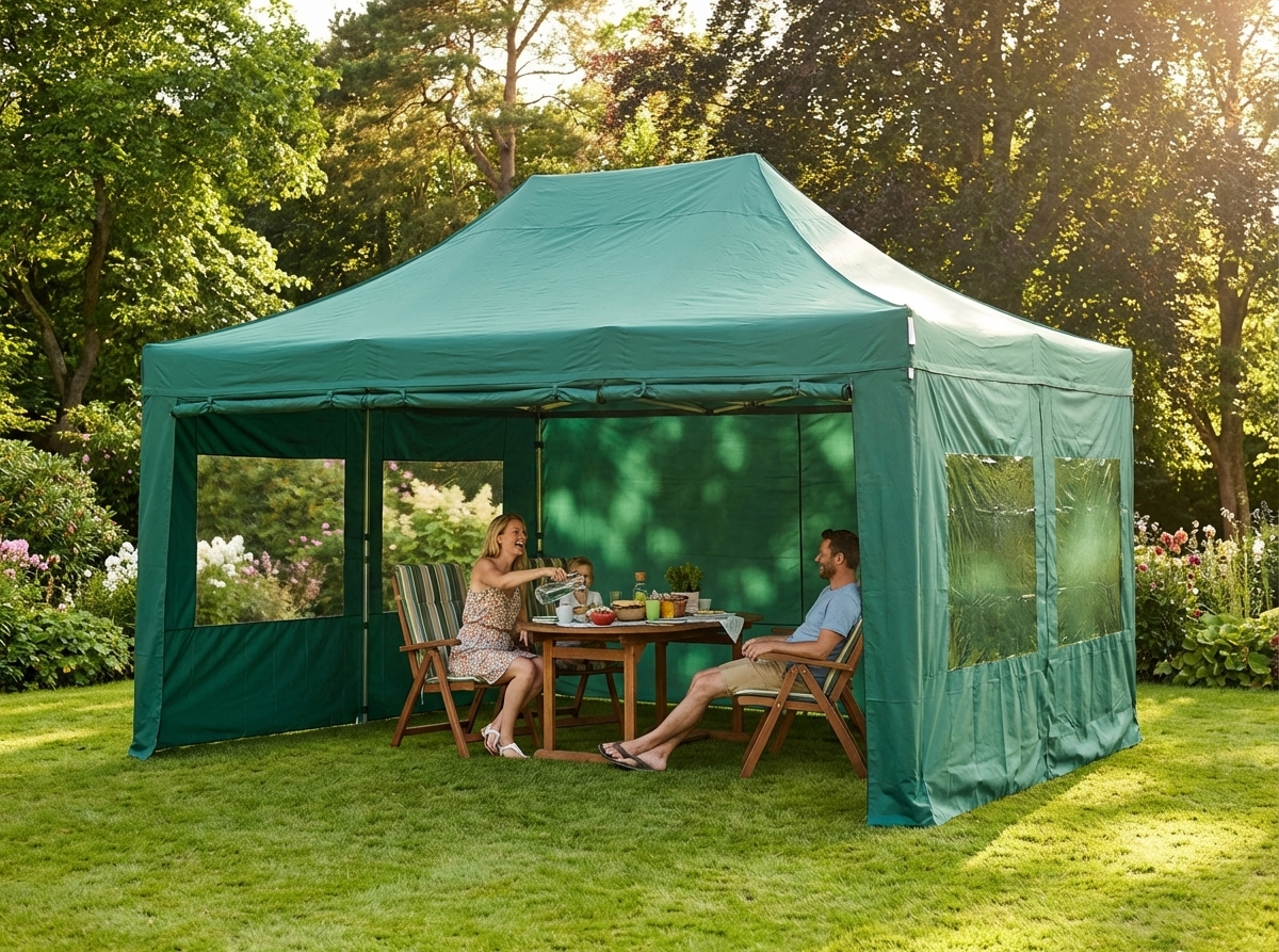 Pop Up Gazebo 4x6 m Green with Aluminium Frame - view 3