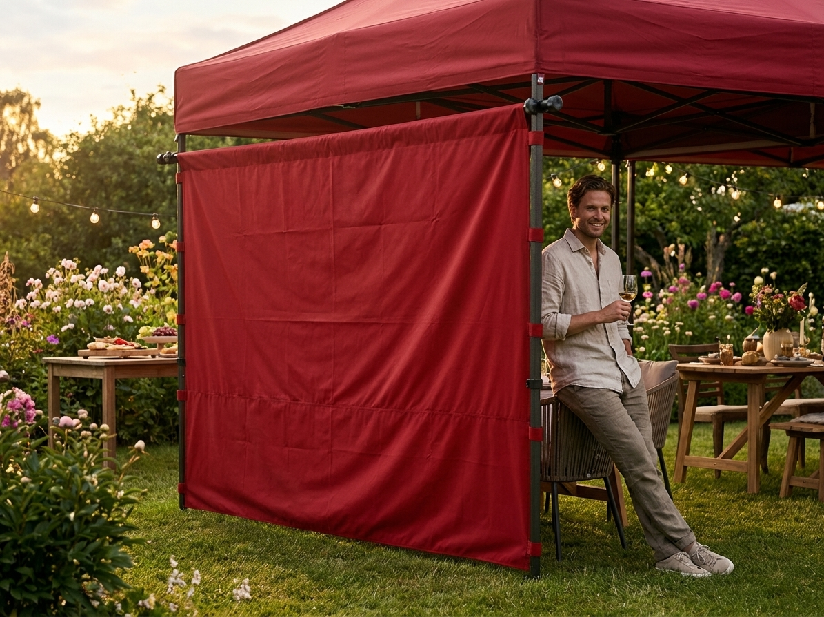 Red 6m sidewall for event tents, made from durable material - product detail
