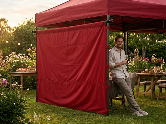 Red 6m sidewall for event tents, made from durable material - product detail