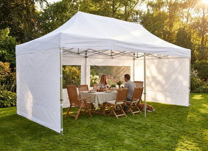 White pop-up gazebo 3x6m with flame retardant features