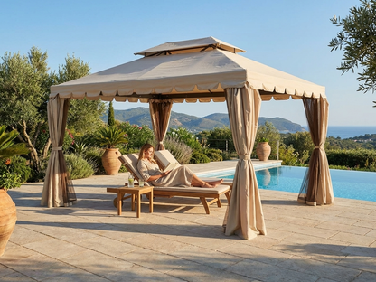 Gazebo Osiris 3x4 m sand with polyester roof and steel frame - product detail
