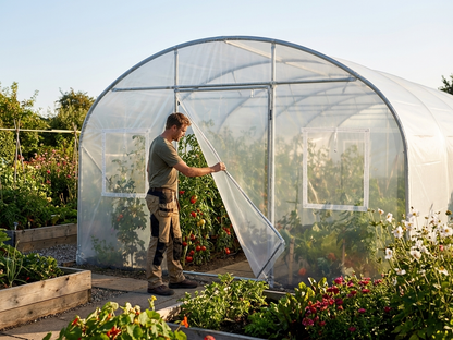 Transparent endwall for polytunnel greenhouse, 5.4x6m size - product detail