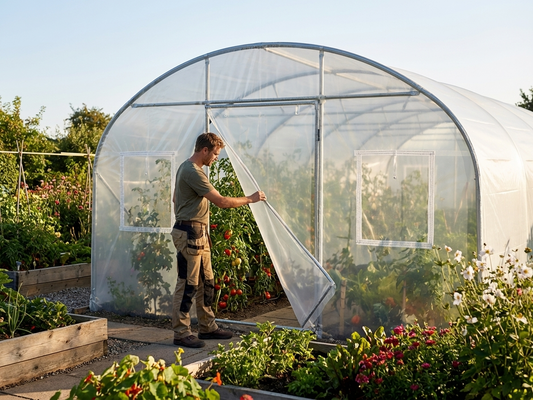 Transparent endwall for polytunnel greenhouse, 5.4x6m size - product detail