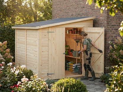 Natural wooden lean-to shed made from Nordic Spruce - product detail