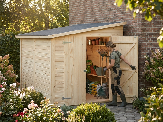 Natural wooden lean-to shed made from Nordic Spruce - product detail