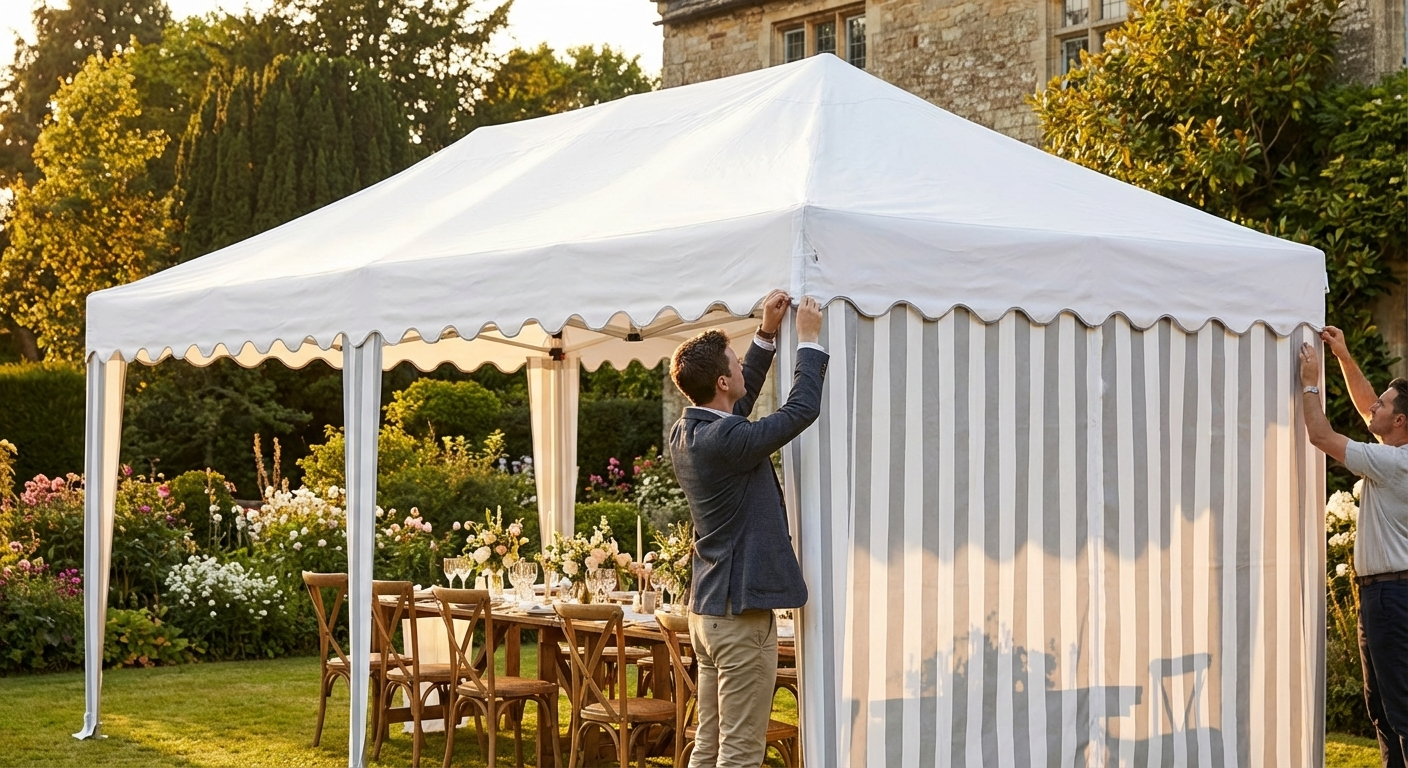 Roof cover for marquees, 4x8m in white/grey polyethylene - view 3