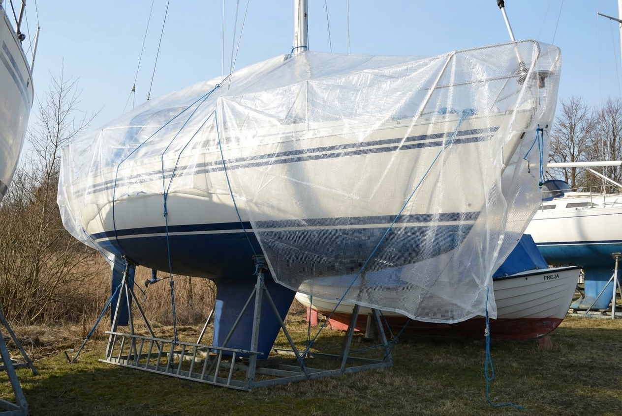 Clear tarpaulin 5x8 m with net reinforcement - product detail