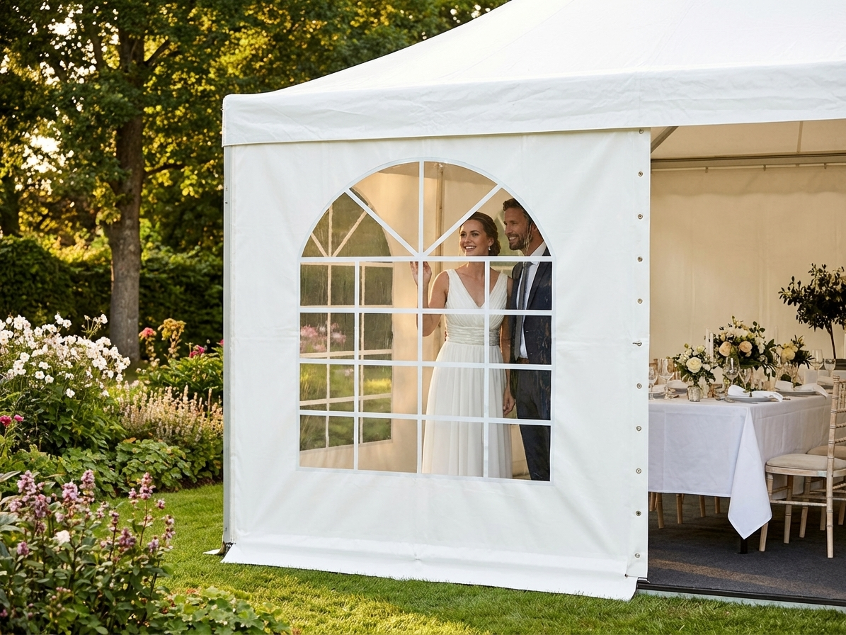 White PVC marquee sidewall for outdoor events - view 3